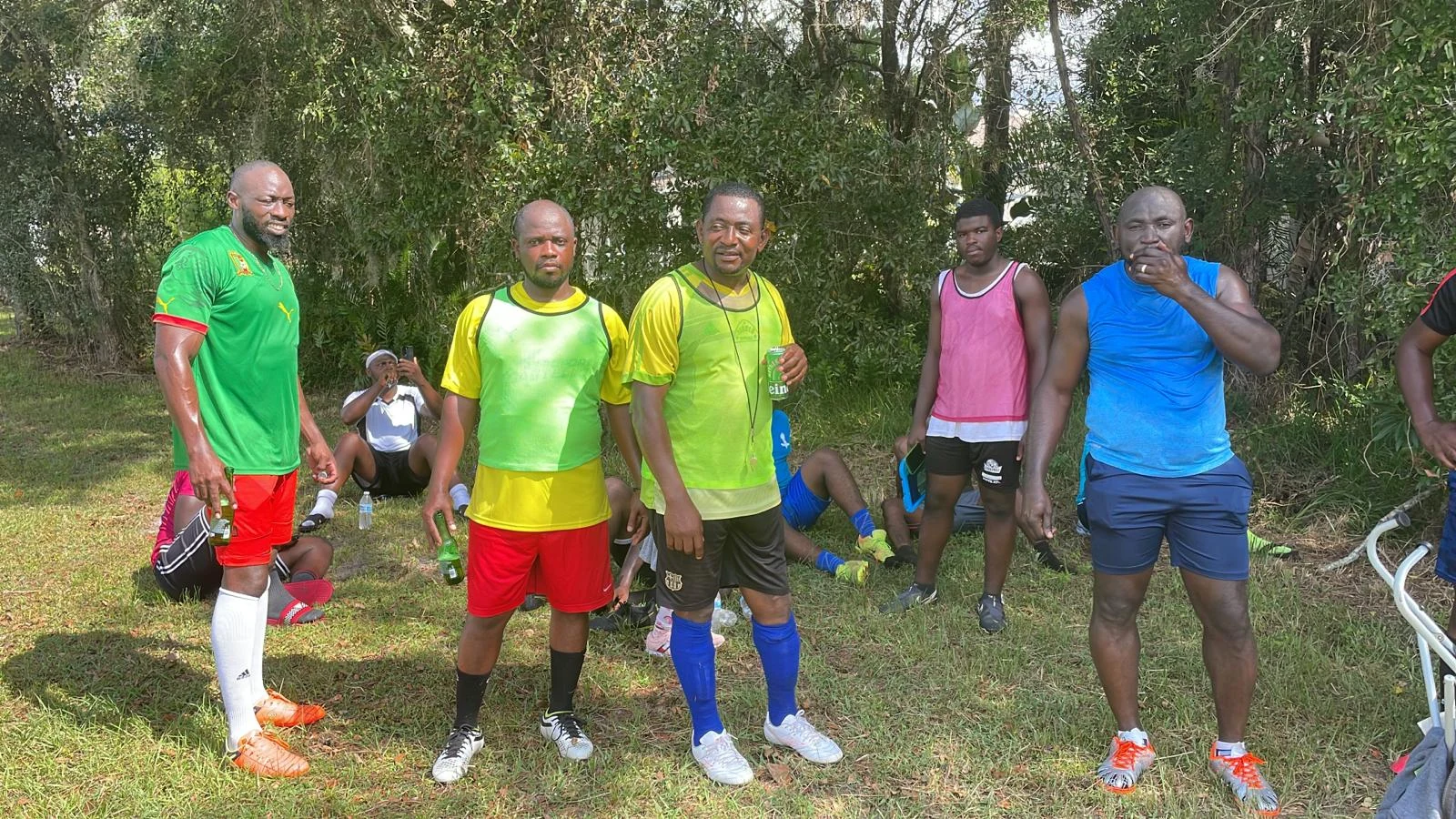 Players standing together during training